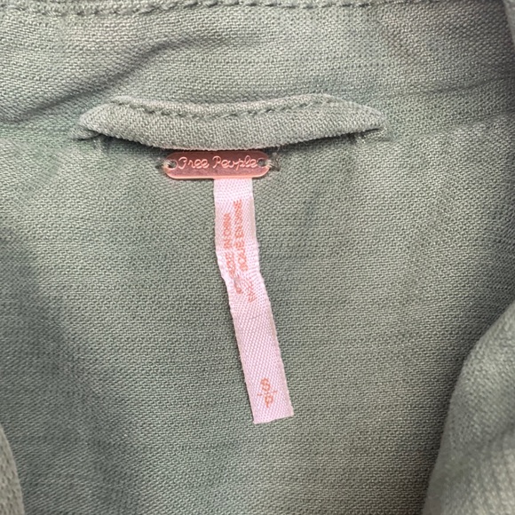 Free People size small jacket military green trench academia 80s retro patch - Picture 3 of 12